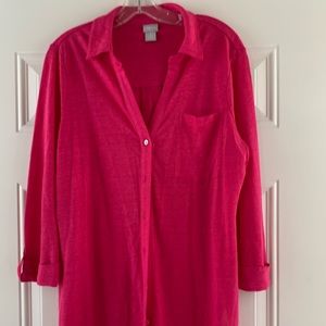 New Chico’s Washable Linen Hot Pink Top!